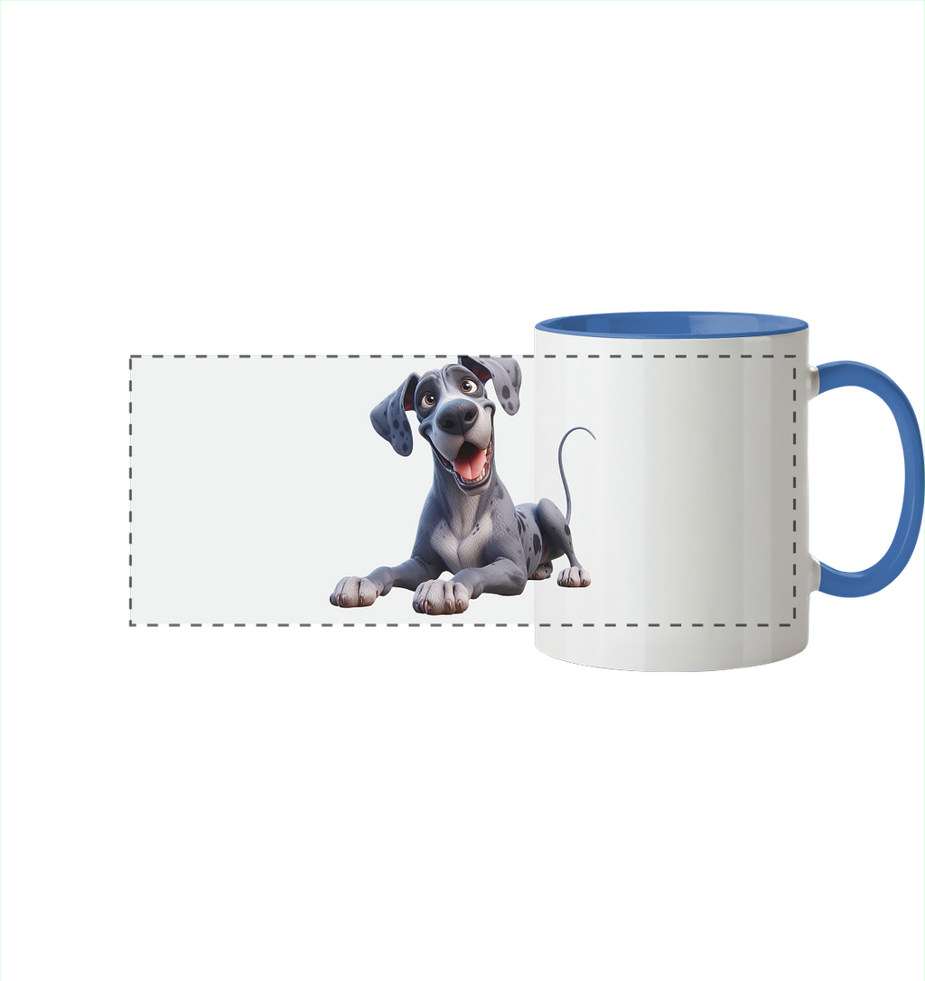 Dänische Dogge - personalisierbar - Panorama Tasse zweifarbig
