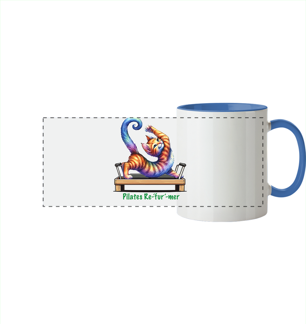 Pilates Reformer Re-fur-mer Katze lustig - Panorama Tasse zweifarbig