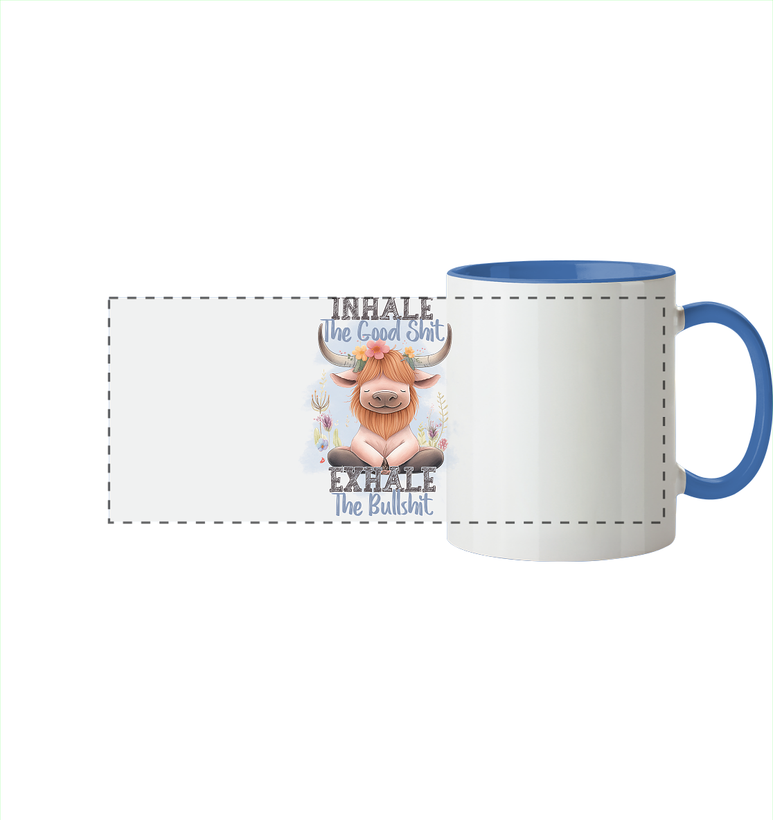 Yoga Highland Kuh - Panorama Tasse zweifarbig