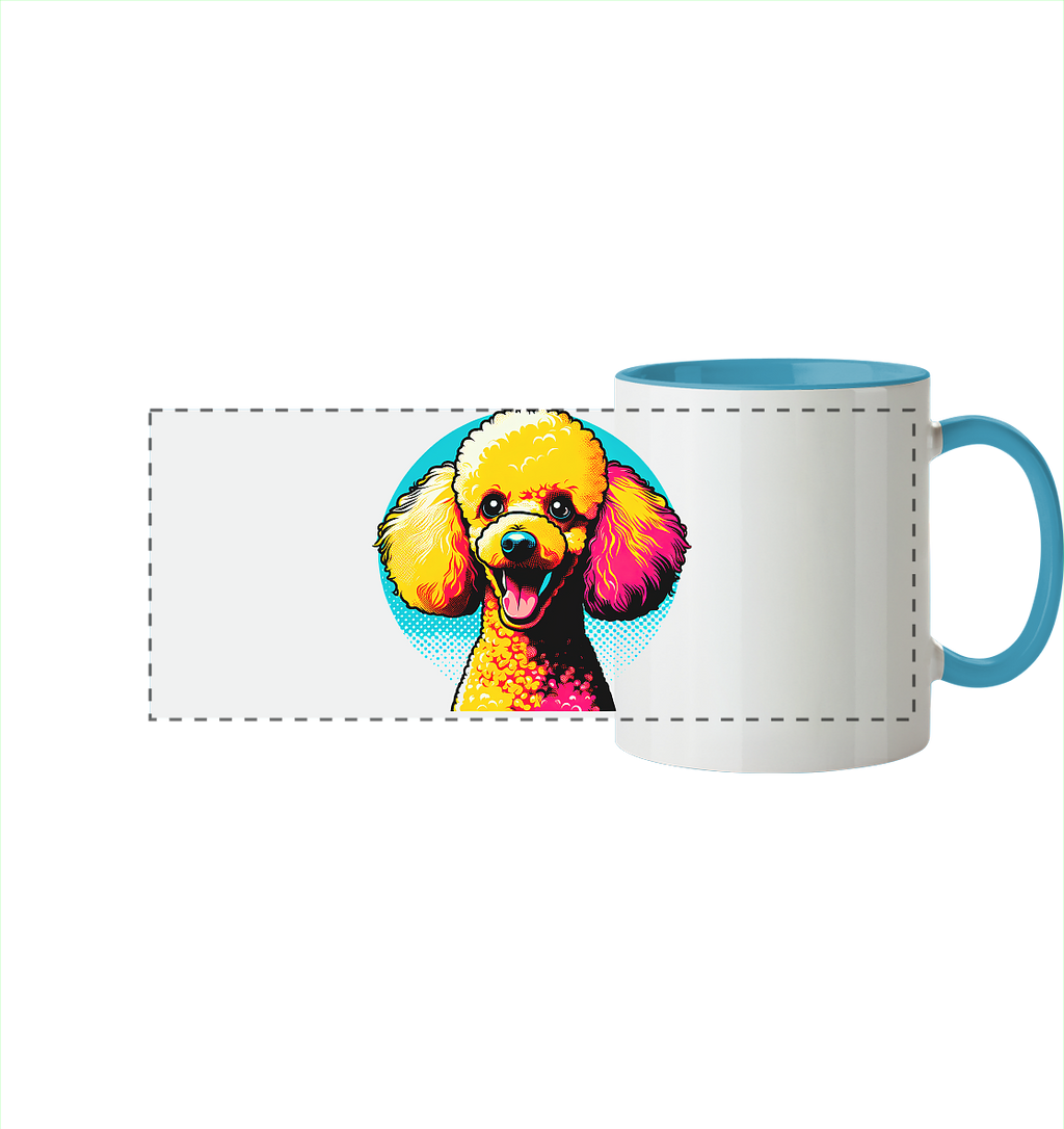 Pudel Pop Art - personalisierbar - Panorama Tasse zweifarbig