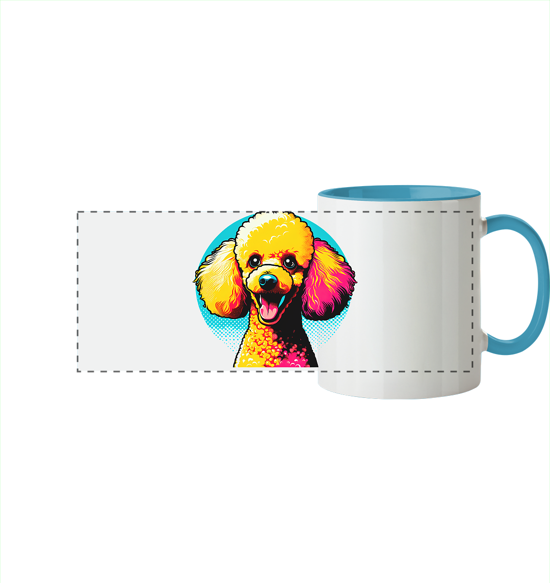 Pudel Pop Art - personalisierbar - Panorama Tasse zweifarbig