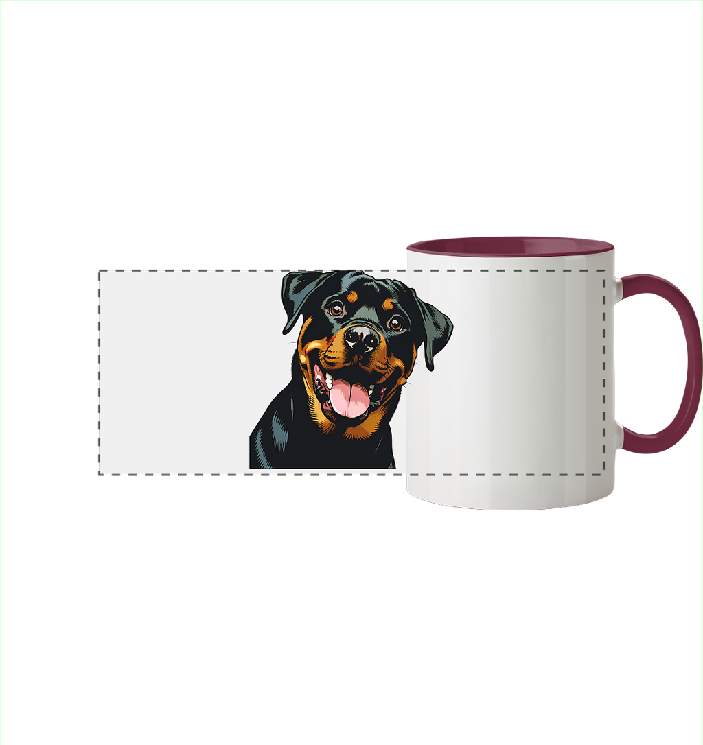 Rottweiler  Comic - personalisierbar - Panorama Tasse zweifarbig
