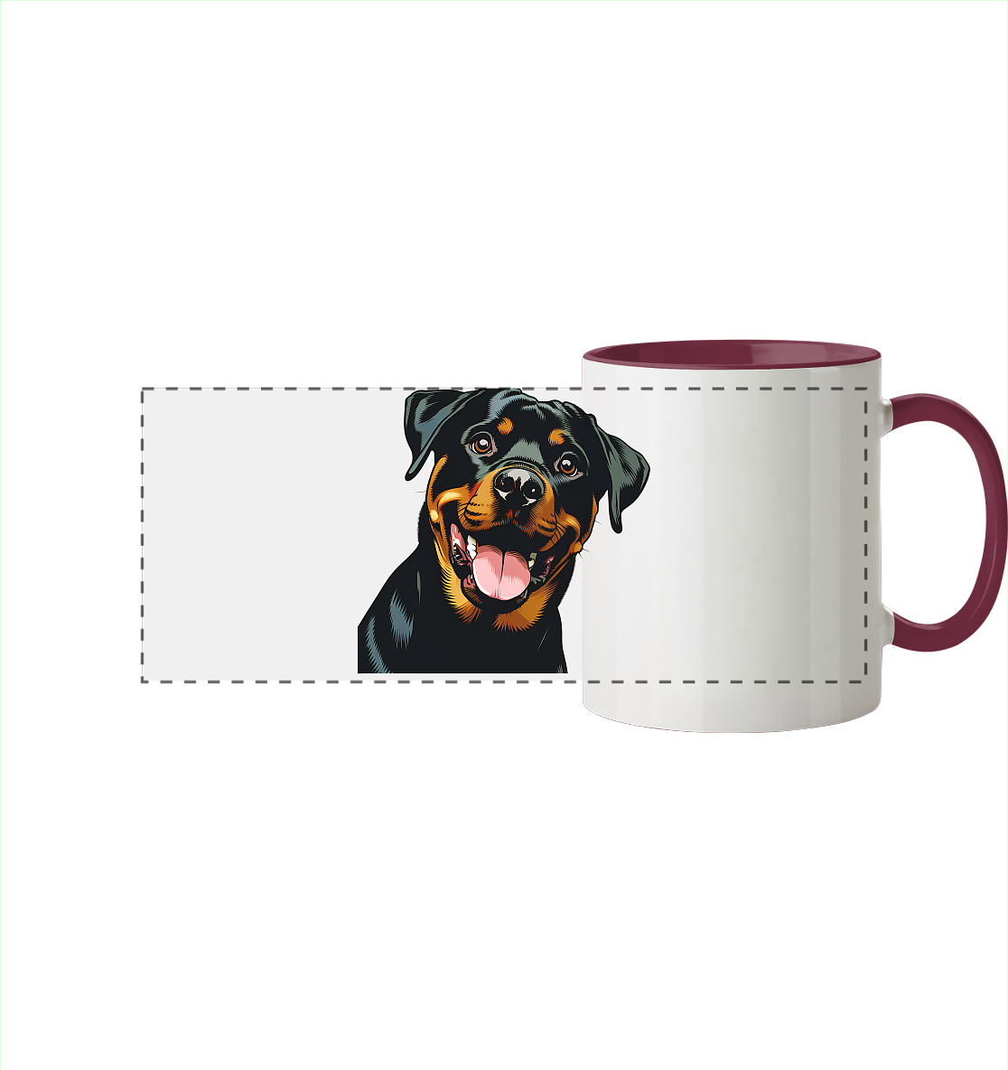 Rottweiler  Comic - personalisierbar - Panorama Tasse zweifarbig