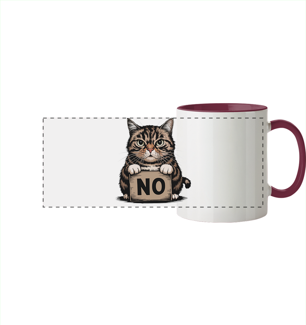 No - Funny Katze  - Panorama Tasse zweifarbig