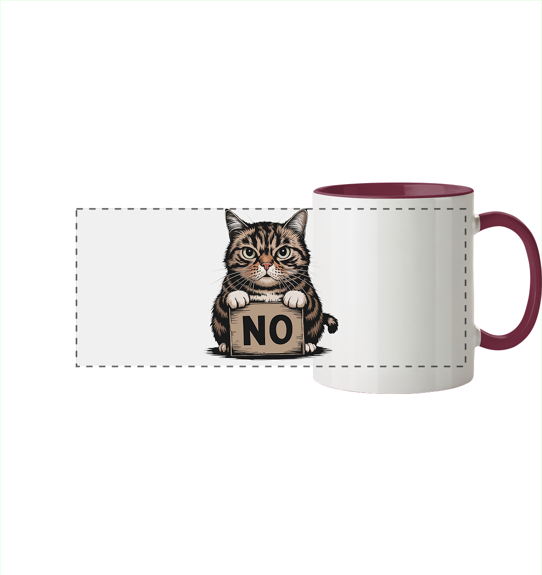 No - Funny Katze  - Panorama Tasse zweifarbig
