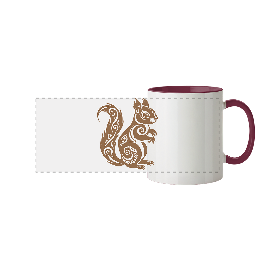 Keltischer Kunst Eichhörnchen - Panorama Tasse zweifarbig