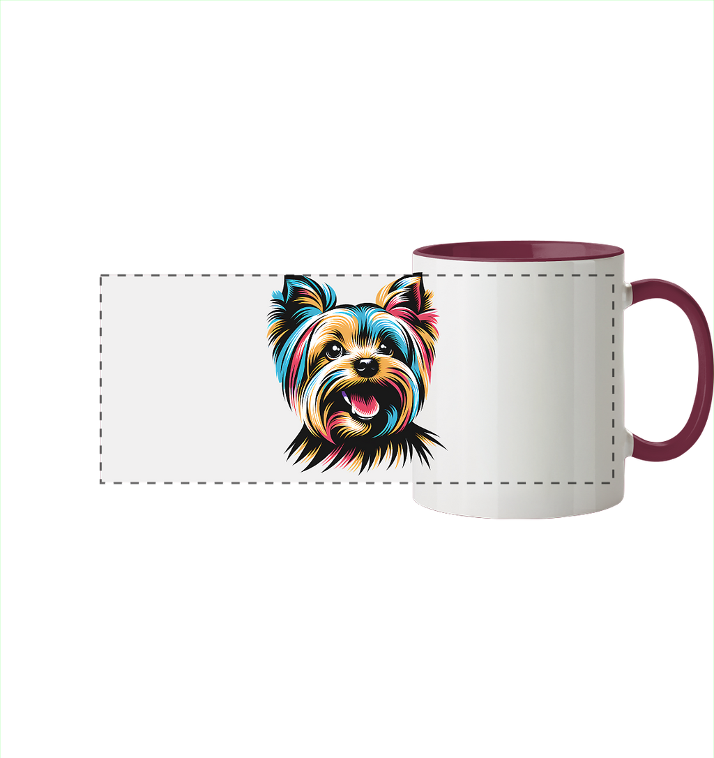 Yorkshire Terrier Pop Art - personalisierbar - Panorama Tasse zweifarbig