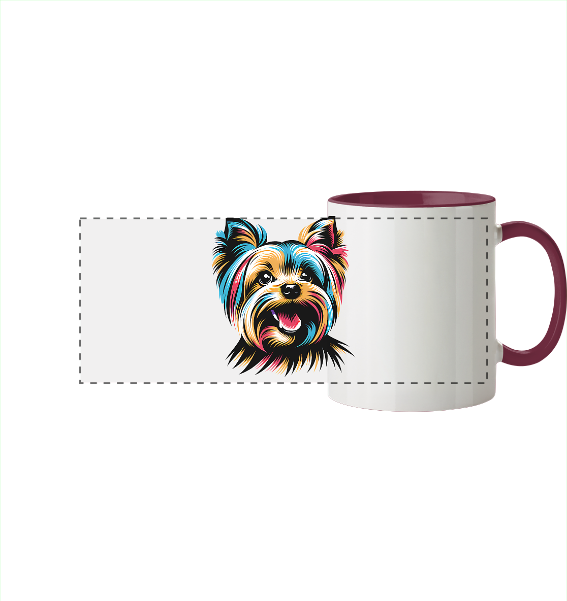 Yorkshire Terrier Pop Art - personalisierbar - Panorama Tasse zweifarbig
