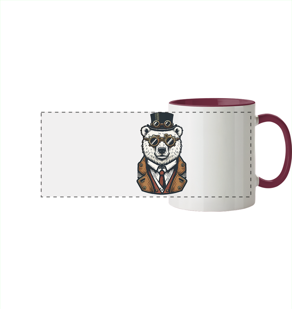 Eisbär Steampunk Polar Bear  - Panorama Tasse zweifarbig