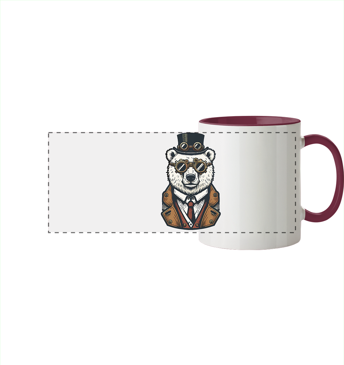 Eisbär Steampunk Polar Bear  - Panorama Tasse zweifarbig