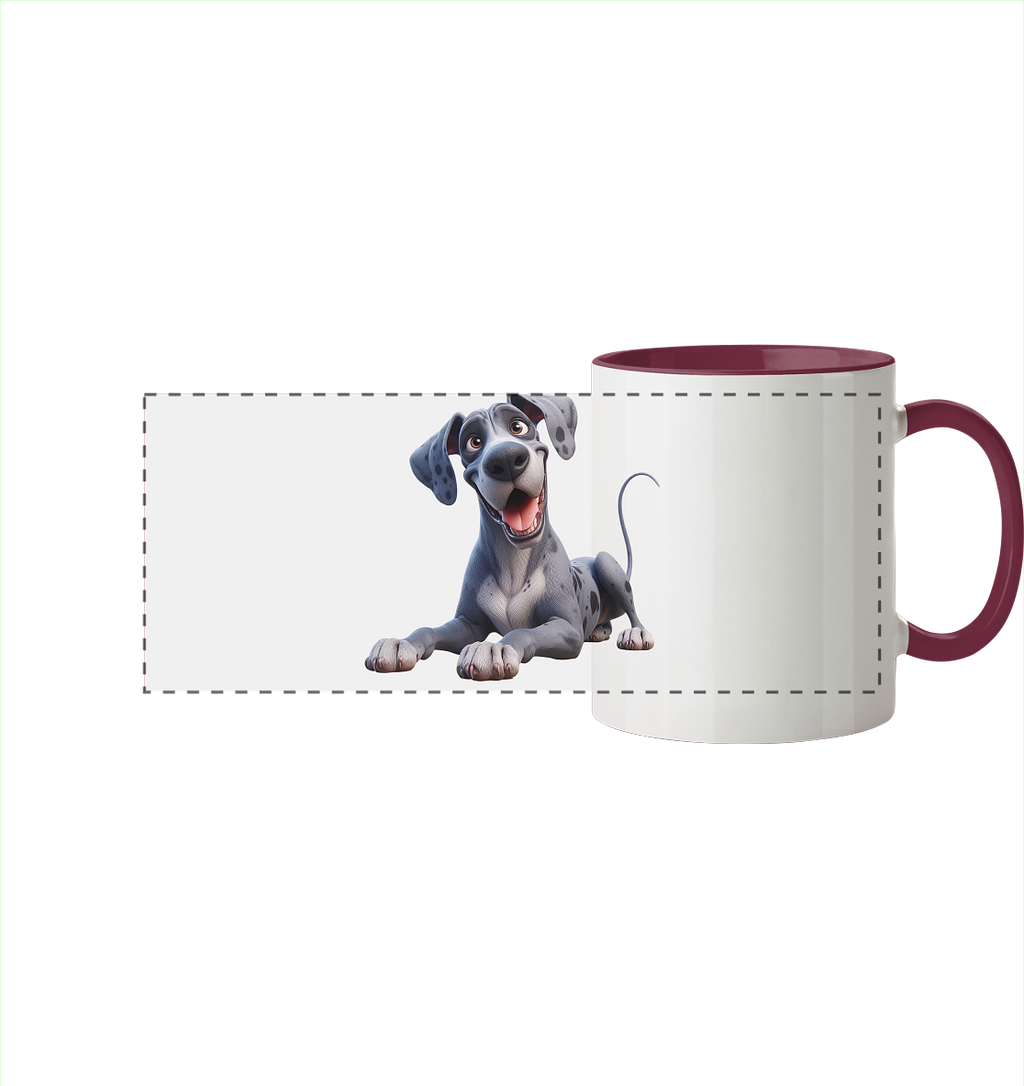 Dänische Dogge - personalisierbar - Panorama Tasse zweifarbig