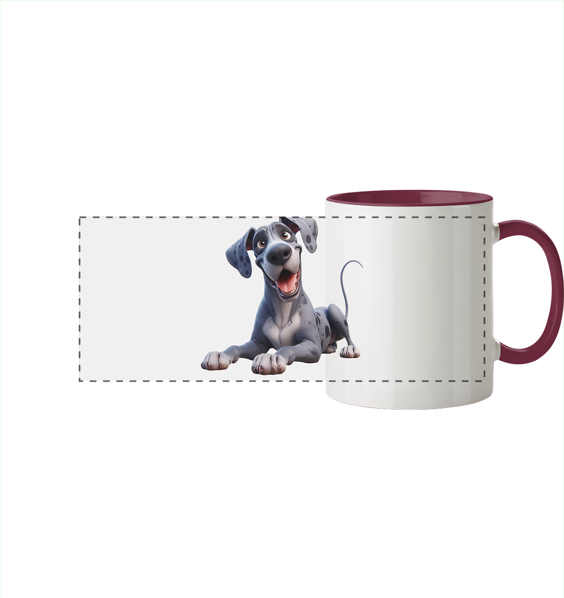 Dänische Dogge - personalisierbar - Panorama Tasse zweifarbig