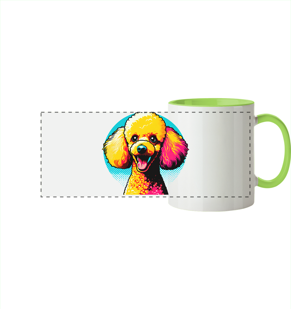 Pudel Pop Art - personalisierbar - Panorama Tasse zweifarbig