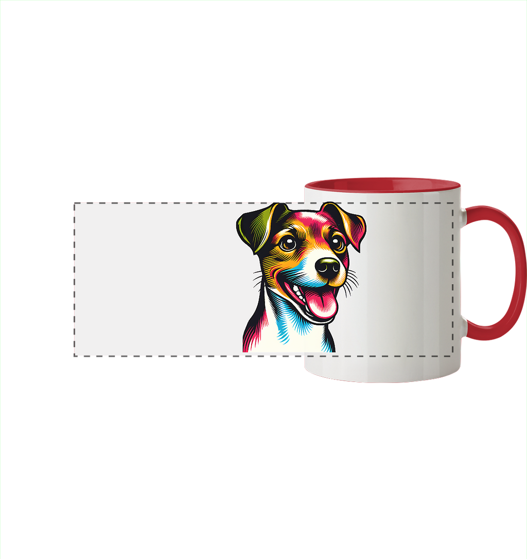 Jack Russell Terrier Pop Art - Panorama Tasse zweifarbig