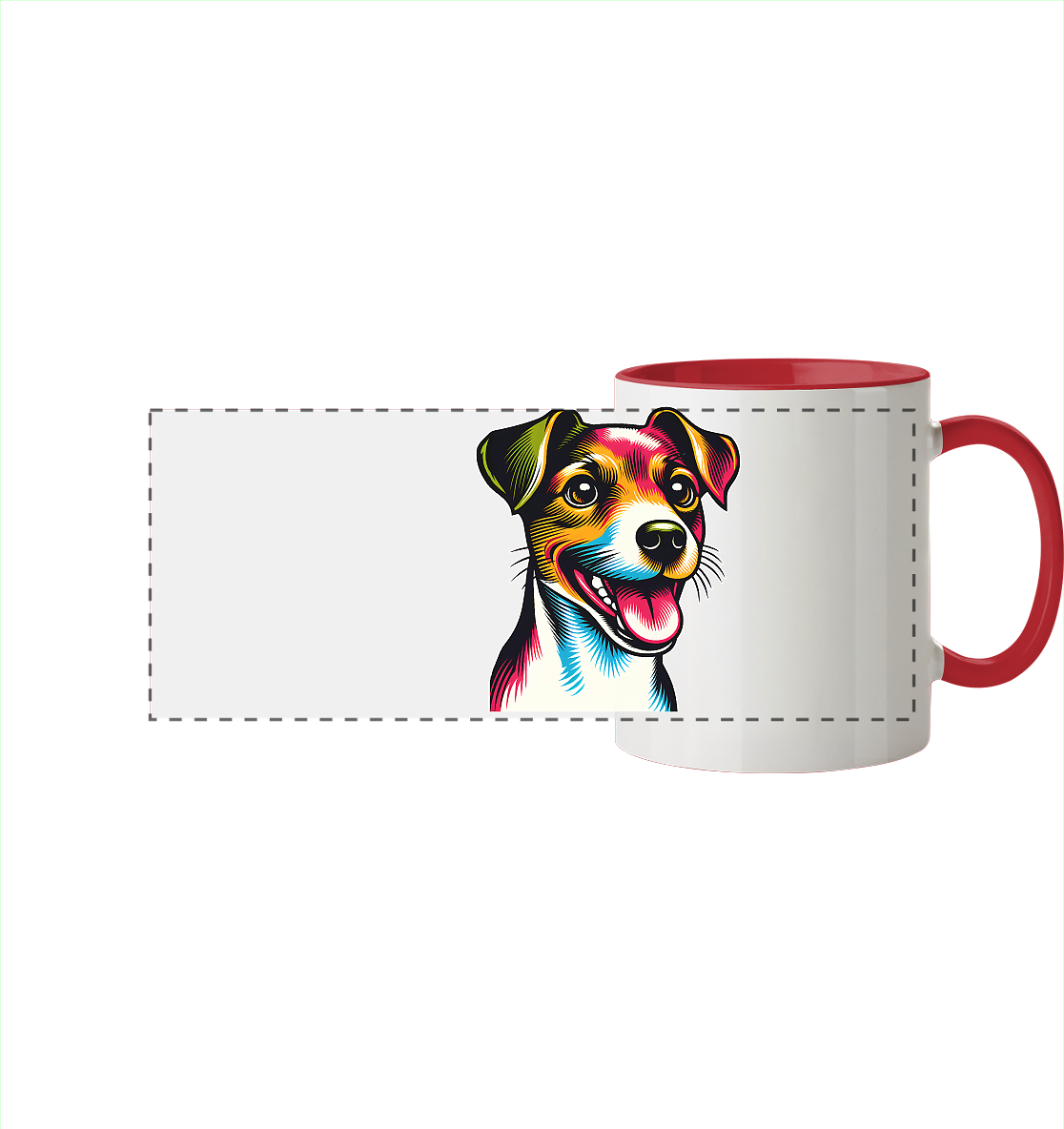 Jack Russell Terrier Pop Art - Panorama Tasse zweifarbig