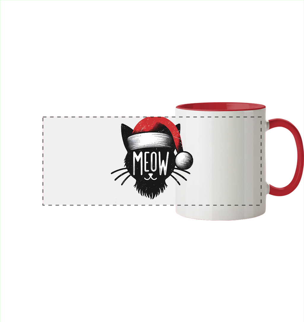 Weihnacht Kagtze Meow - Panorama Tasse zweifarbig