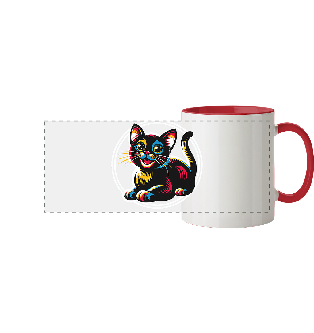 Kätzchen Pop Art - personalisierbar - Panorama Tasse zweifarbig