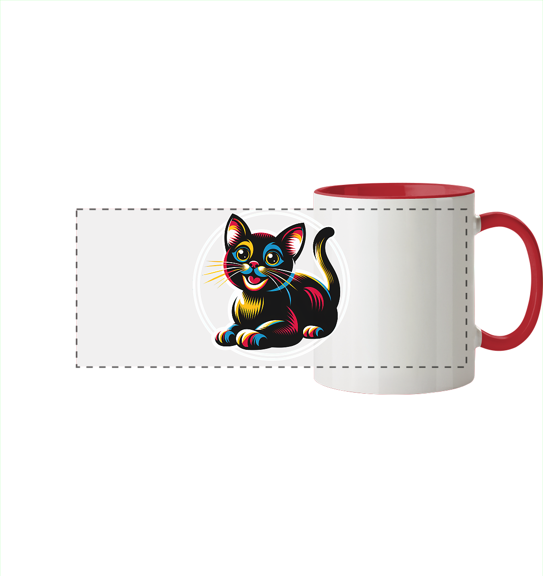 Kätzchen Pop Art - personalisierbar - Panorama Tasse zweifarbig