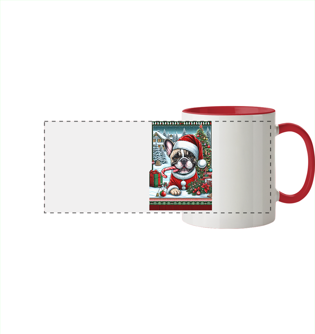 Ugly Christmas Mops Weihnachten - Panorama Tasse zweifarbig