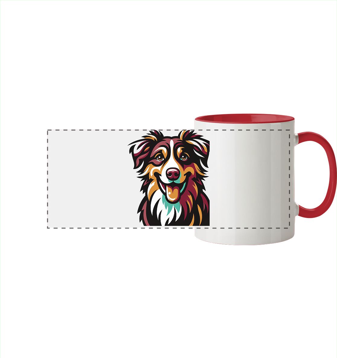 Australian Shepherd Hund - personalisierbar - Panorama Tasse zweifarbig