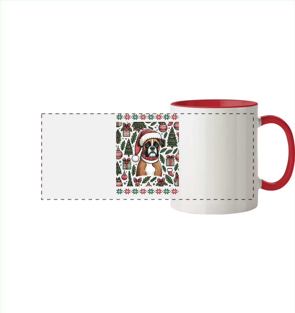 Ugly Christmas Weihnachten Boxer - Panorama Tasse zweifarbig