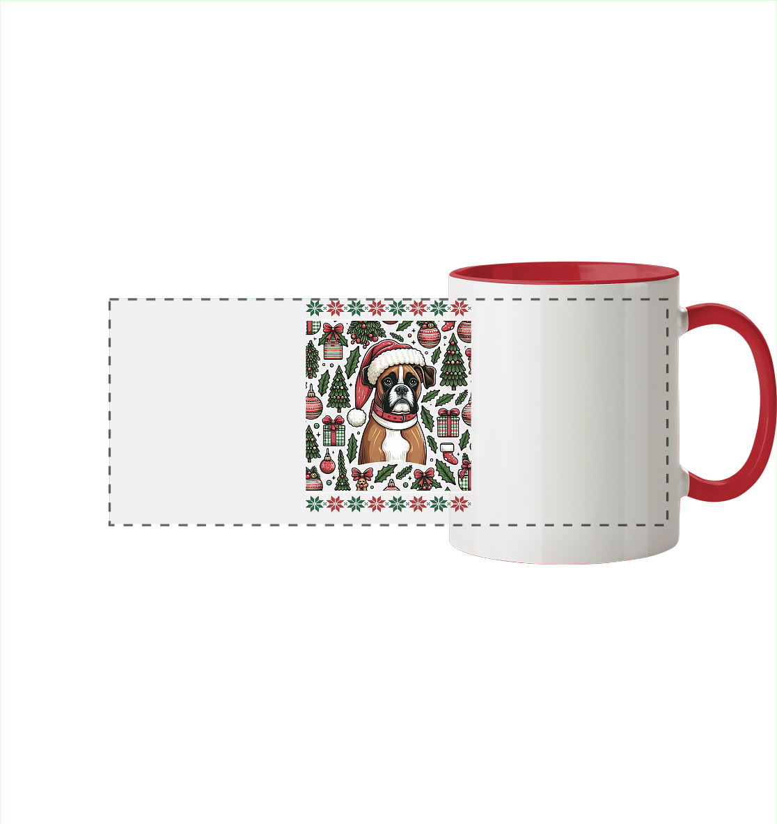 Ugly Christmas Weihnachten Boxer - Panorama Tasse zweifarbig