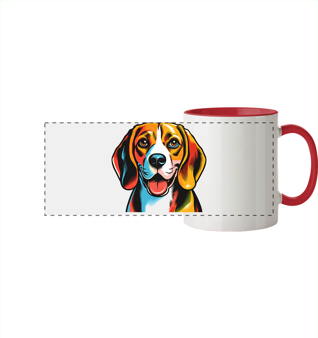 Beagle Pop Art - Personalisierbar - Panorama Tasse zweifarbig