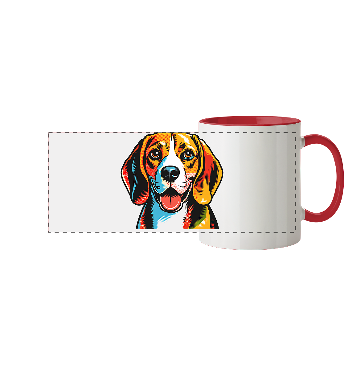 Beagle Pop Art - Personalisierbar - Panorama Tasse zweifarbig