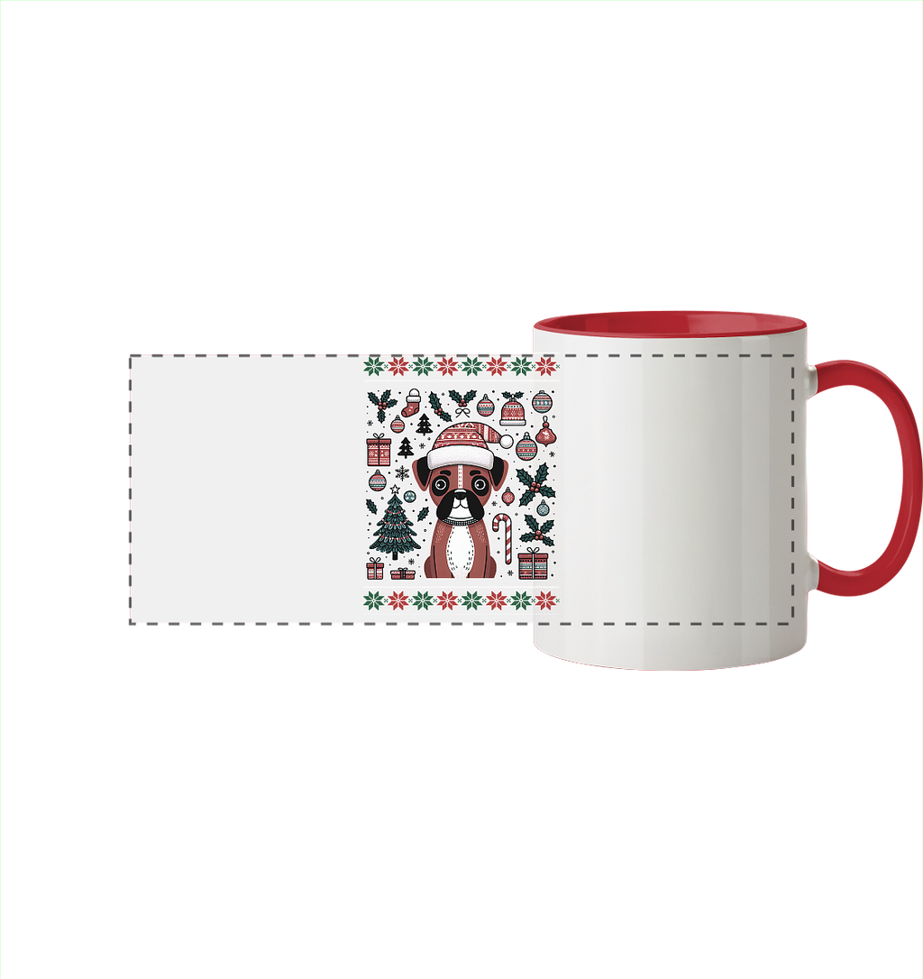 Ugly Christmas Weihnachten Boxer - Panorama Tasse zweifarbig