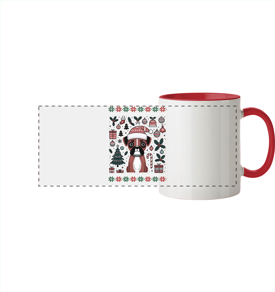 Ugly Christmas Weihnachten Boxer - Panorama Tasse zweifarbig