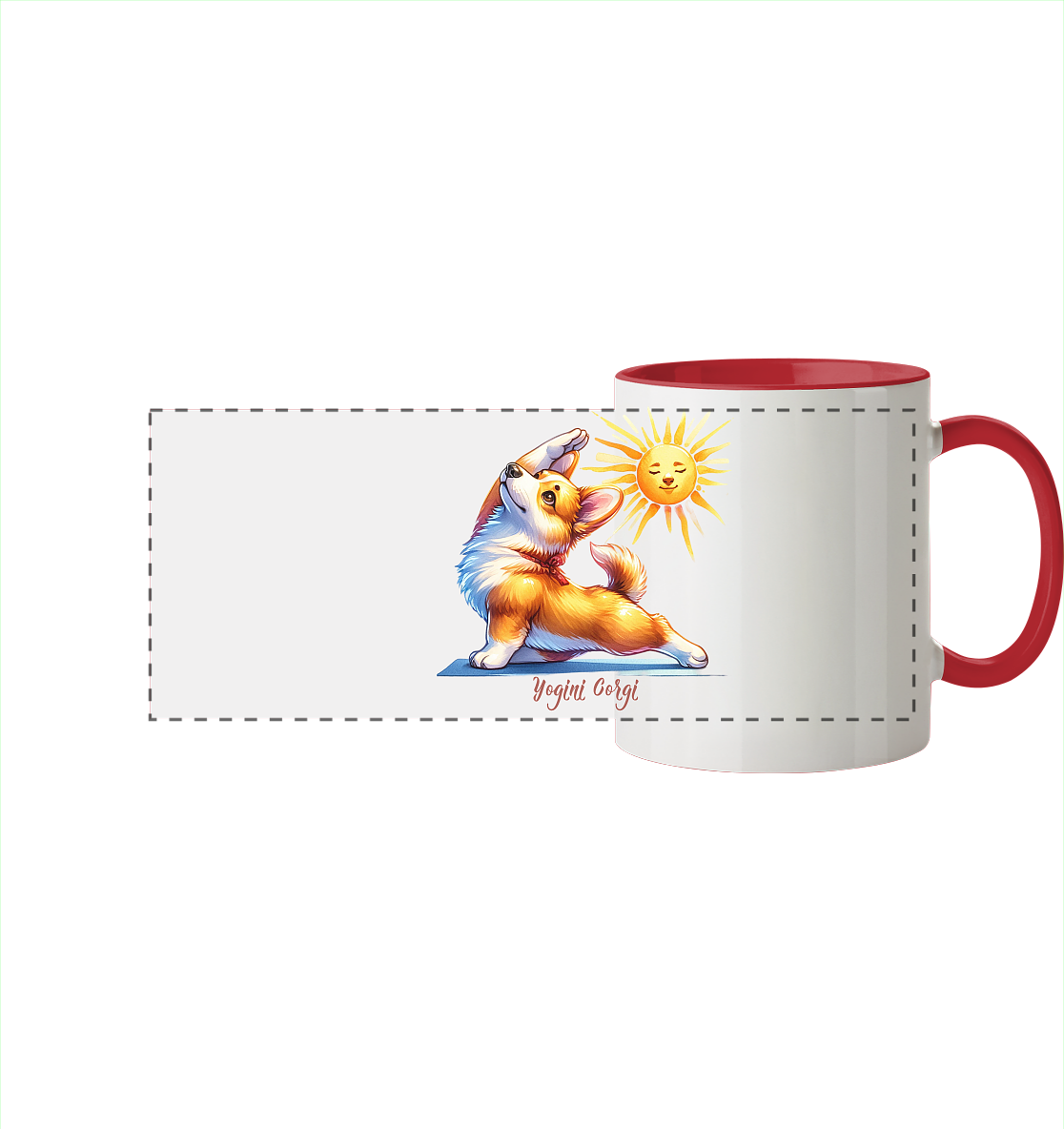 Yoga Corgi Hund yogini Gorgi - personalisierbar - Panorama Tasse zweifarbig