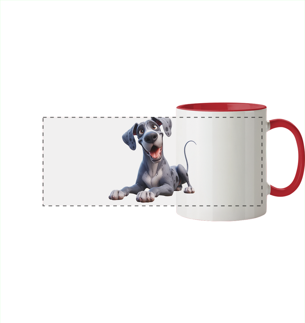 Dänische Dogge - personalisierbar - Panorama Tasse zweifarbig