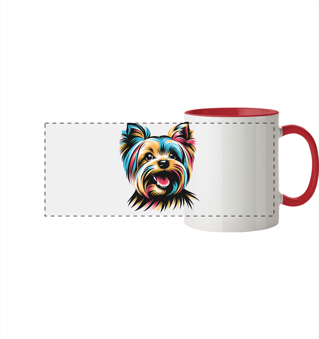 Yorkshire Terrier Pop Art - personalisierbar - Panorama Tasse zweifarbig