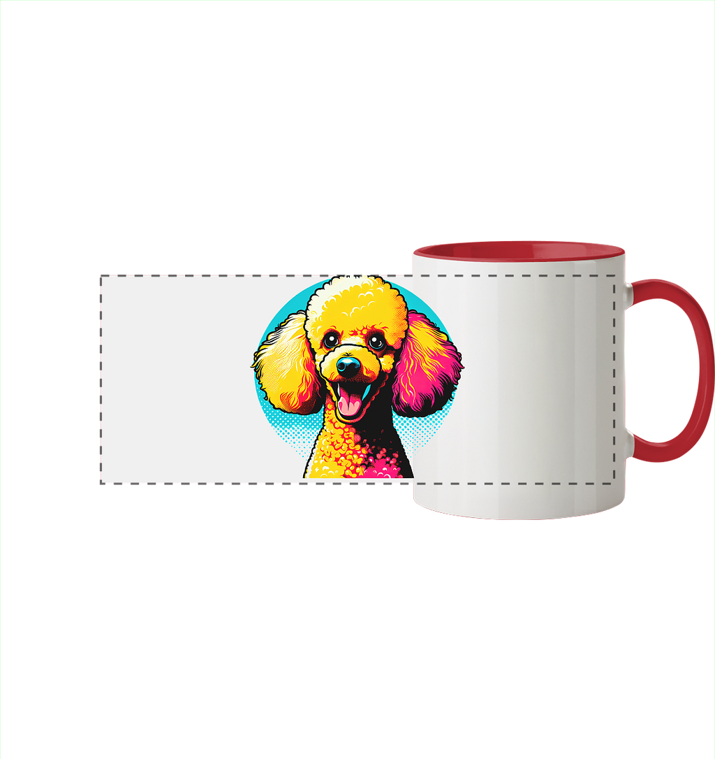 Pudel Pop Art - personalisierbar - Panorama Tasse zweifarbig