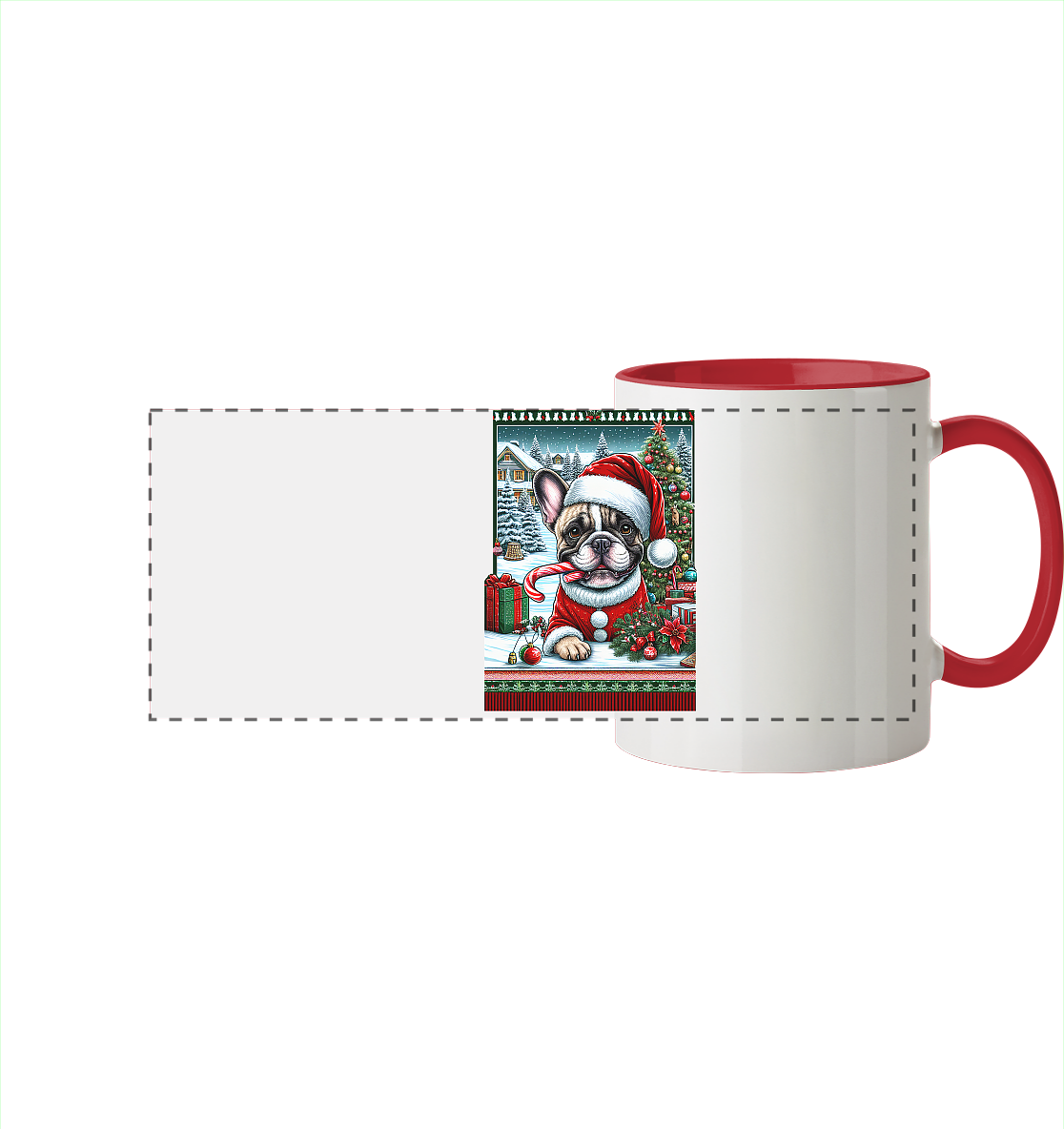 Ugly Christmas Weihnachten Mops - Panorama Tasse zweifarbig