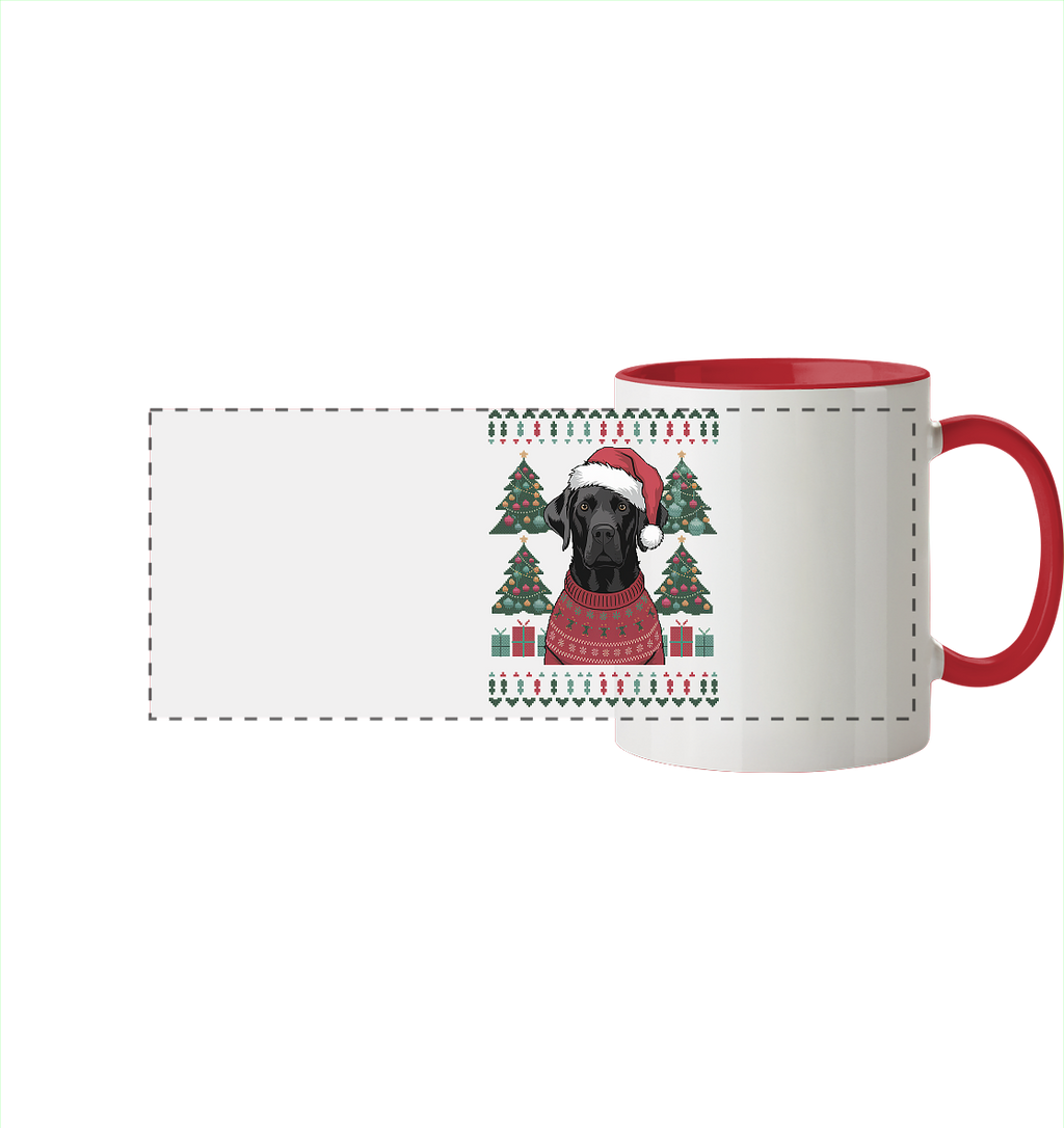 Ugly Christmas Weihnachten Labrador - Panorama Tasse zweifarbig