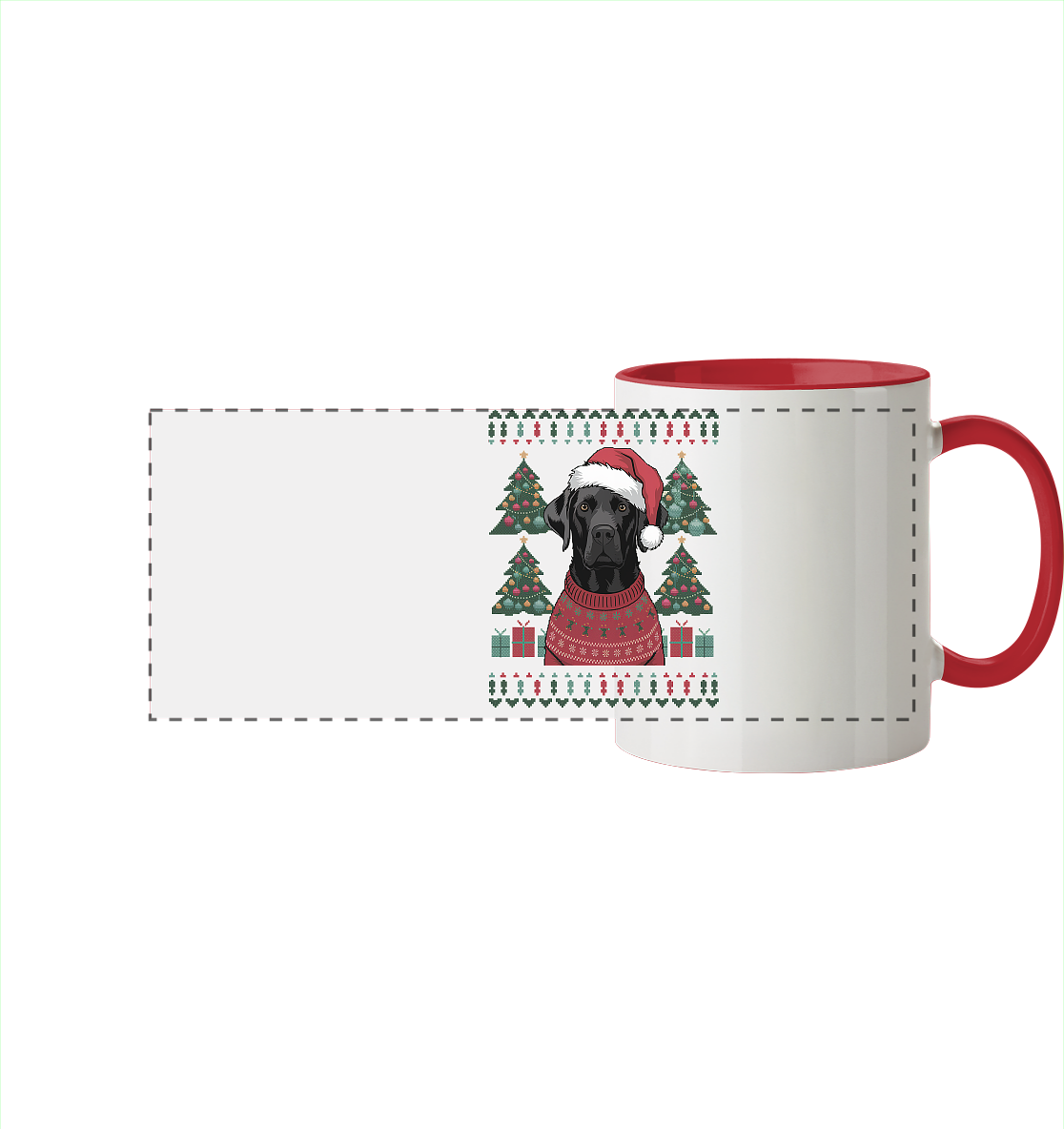 Ugly Christmas Weihnachten Labrador - Panorama Tasse zweifarbig