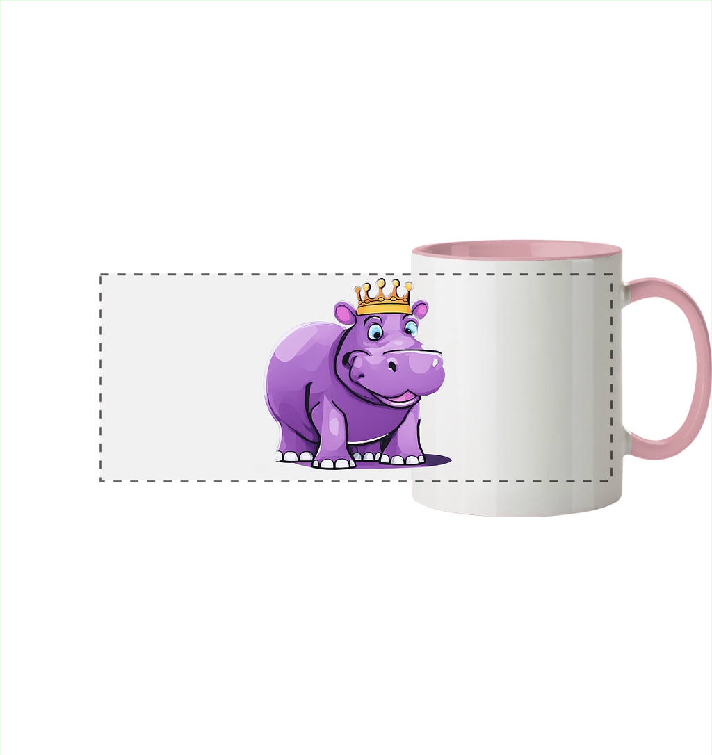 Hippo Queen Cute - personalisierbar - Panorama Tasse zweifarbig