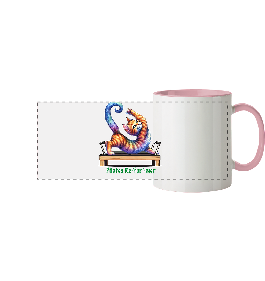 Pilates Reformer Re-fur-mer Katze lustig - Panorama Tasse zweifarbig