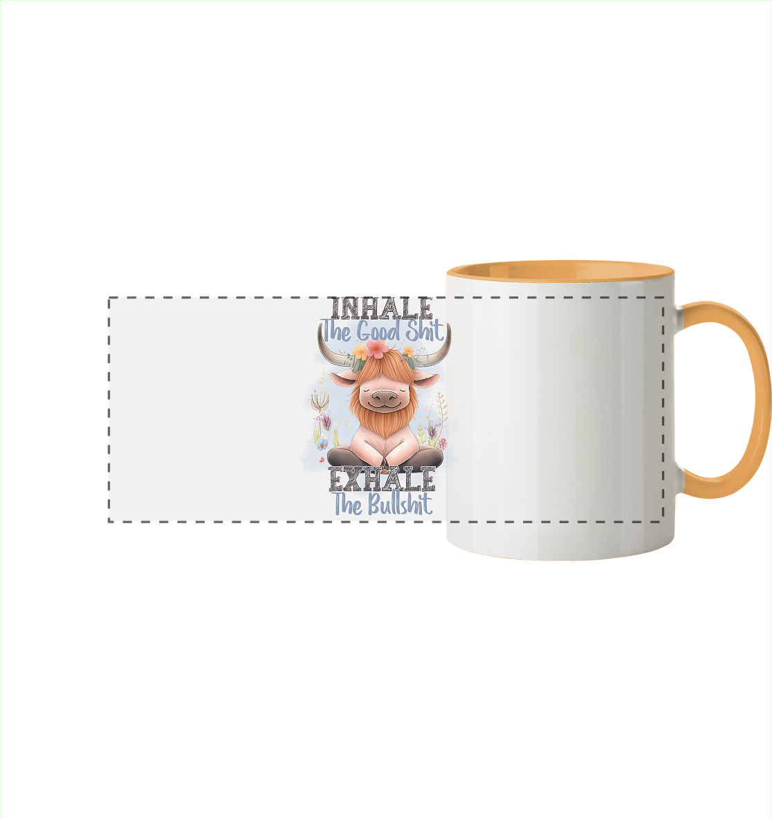 Yoga Highland Kuh - Panorama Tasse zweifarbig