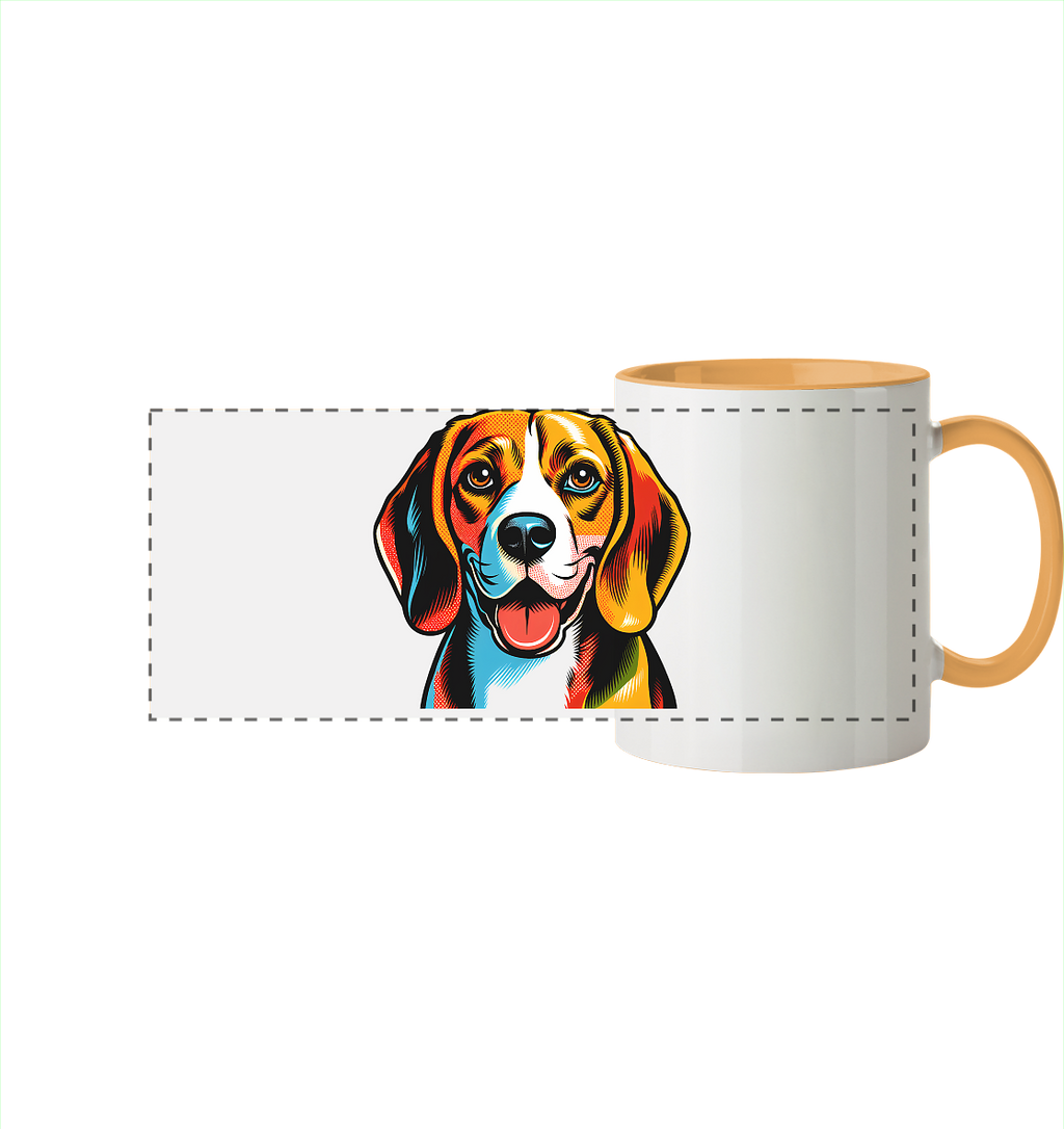 Beagle Pop Art - Personalisierbar - Panorama Tasse zweifarbig