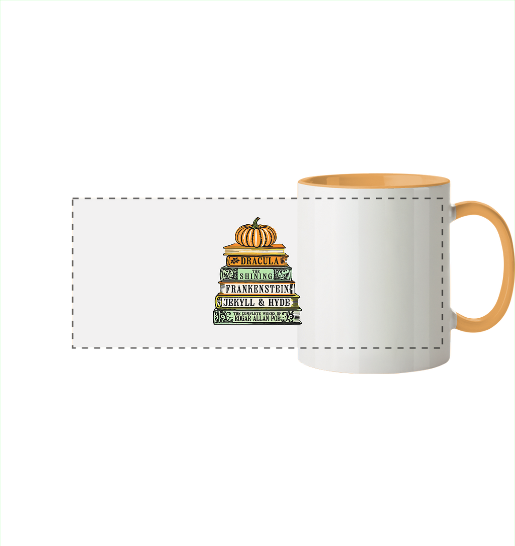 Halloween Autoren - Panorama Tasse zweifarbig