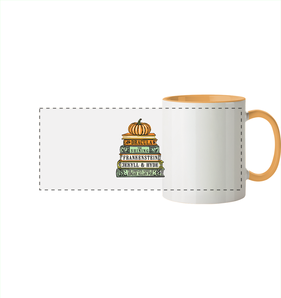 Halloween Autoren - Panorama Tasse zweifarbig