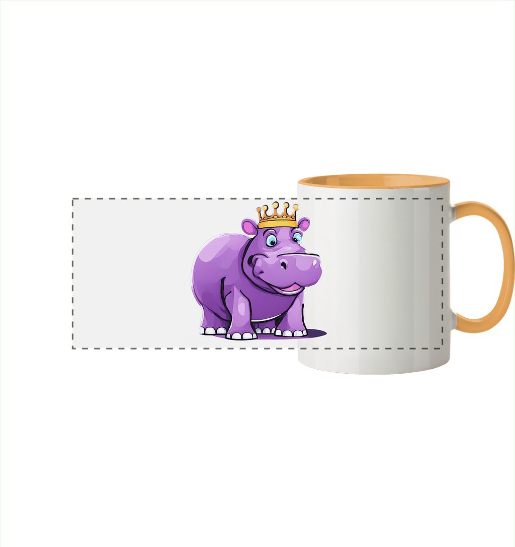 Hippo Queen Cute - personalisierbar - Panorama Tasse zweifarbig