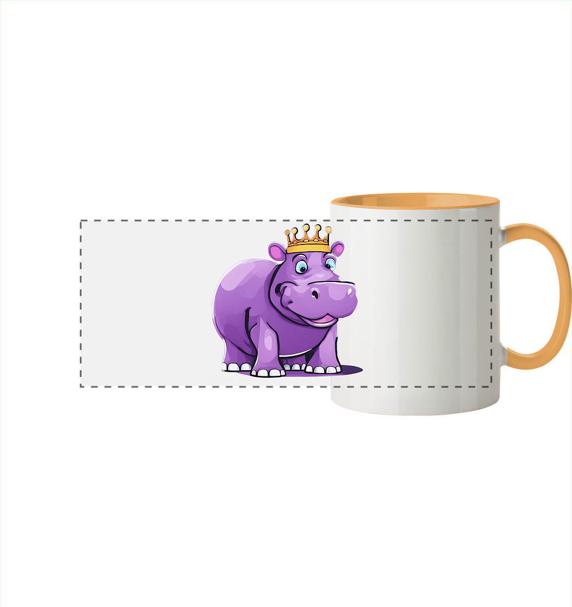 Hippo Queen Cute - personalisierbar - Panorama Tasse zweifarbig