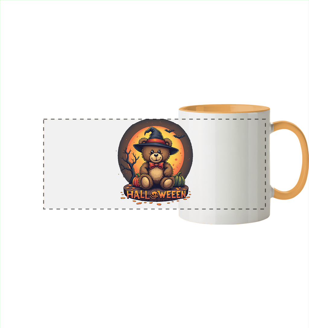 Halloween Teddy - Panorama Tasse zweifarbig