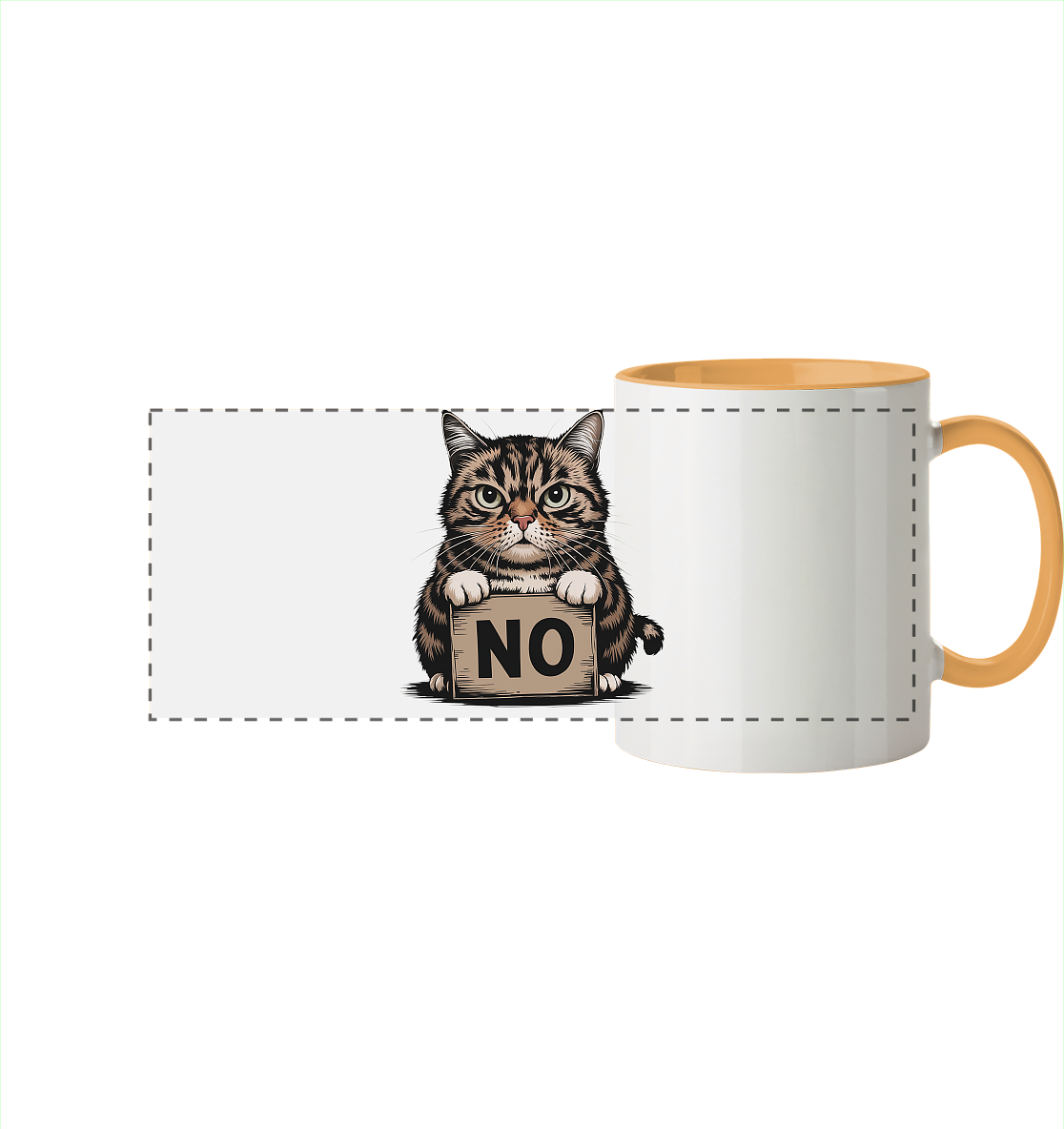No - Funny Katze  - Panorama Tasse zweifarbig