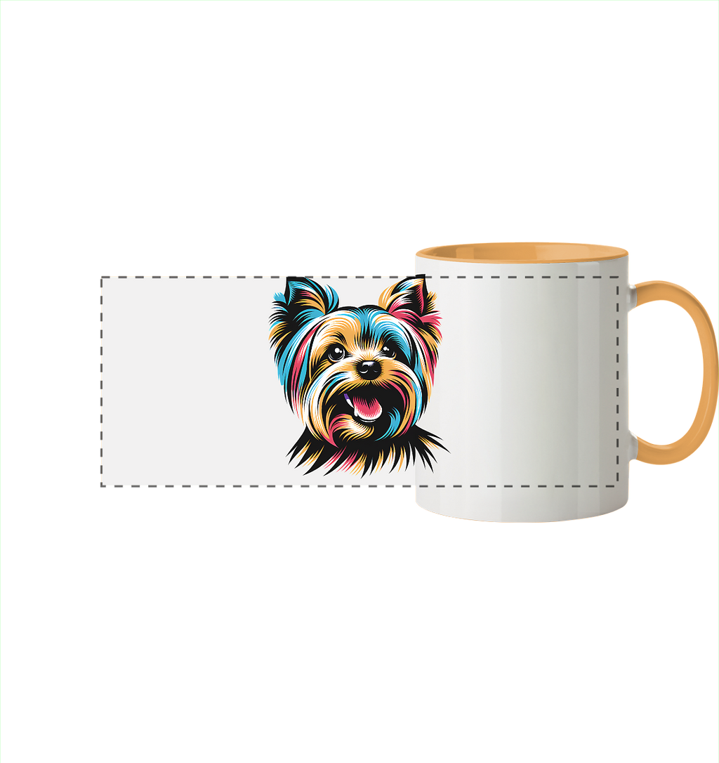 Yorkshire Terrier Pop Art - personalisierbar - Panorama Tasse zweifarbig
