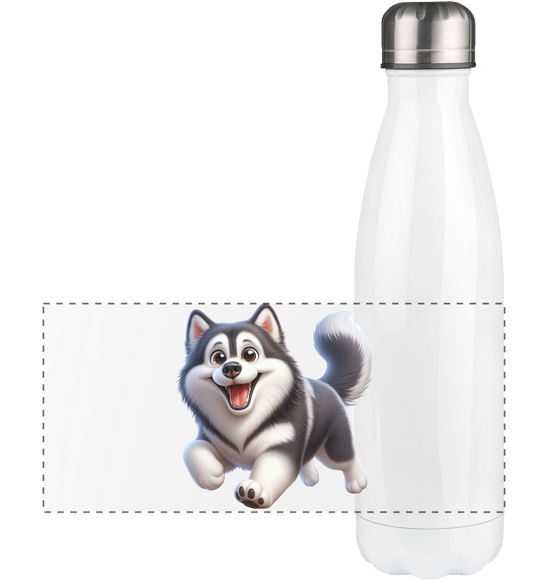 Husky Comic - personalisierbar - Panorama Thermoflasche 500ml