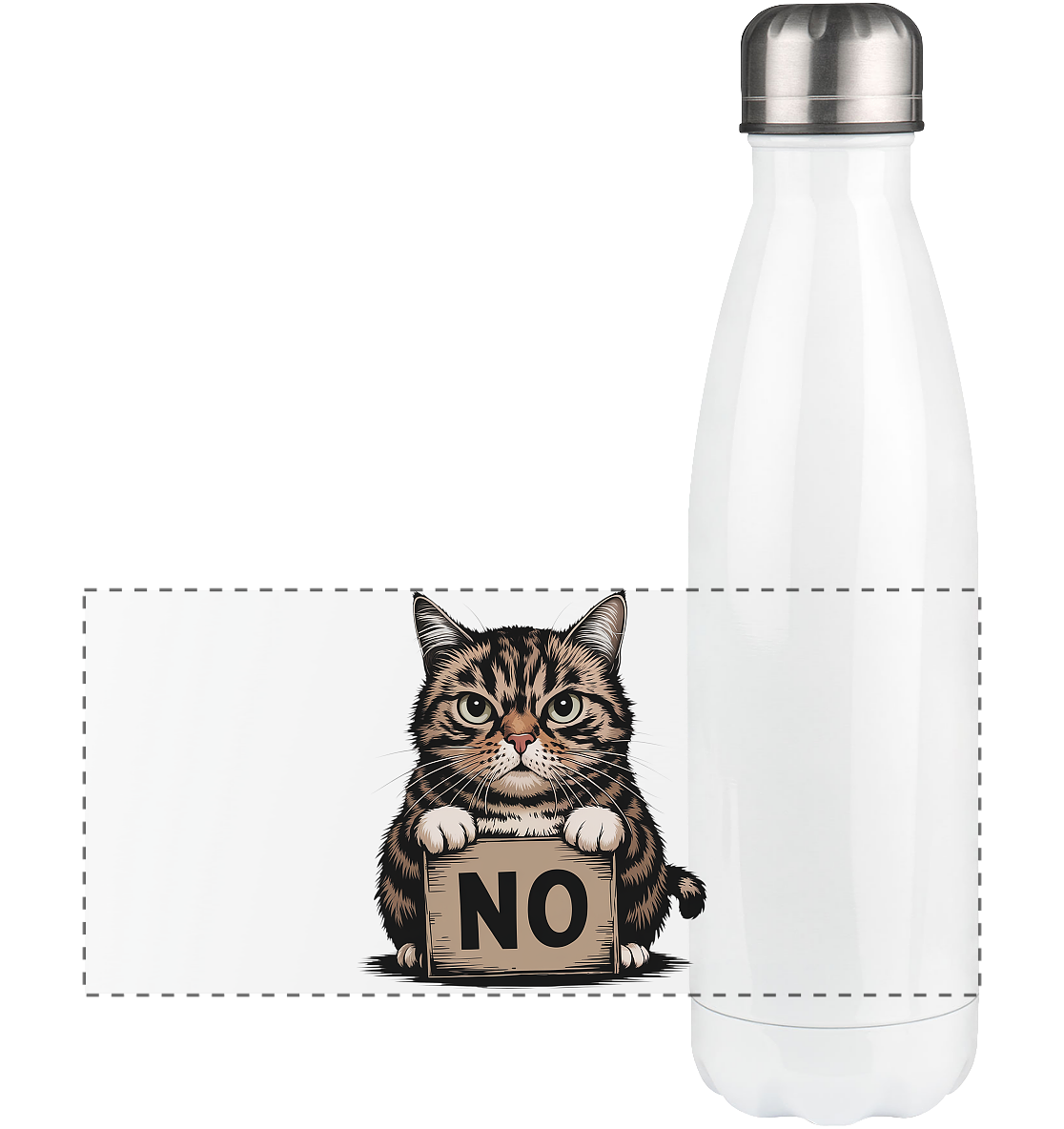 No - Funny Katze  - Panorama Thermoflasche 500ml
